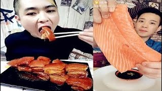 Chinese eating show，吃三文鱼、五花肉、八爪鱼等食物，各种奇葩的吃货们