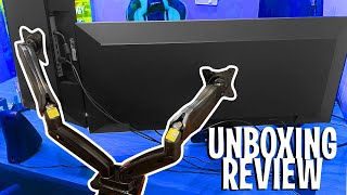 HUANUO Dual Monitor Mount | Aluminum Gas Spring Arm HOLDS UP TO TWO 27" Monitors
