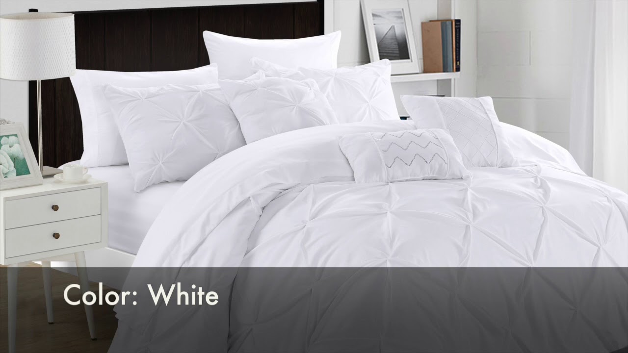 Chic Home Hannah Comforter Set Pinch Pleated Ruffled Bed In A Bag