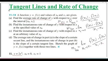 Calculus 1 Ex # 2.1 Q # 14: The Derivative; Tangent Lines and Rates of Change