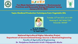 Biodiesel Production Techniques from Vegetable Oils By Dr. S. R. Kalbande