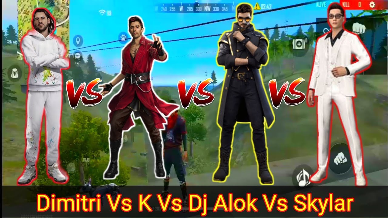 Dj Alok vs Dimitri vs K vs Skyler Character Ability Test Who Will Win ? - Garena Free Fire