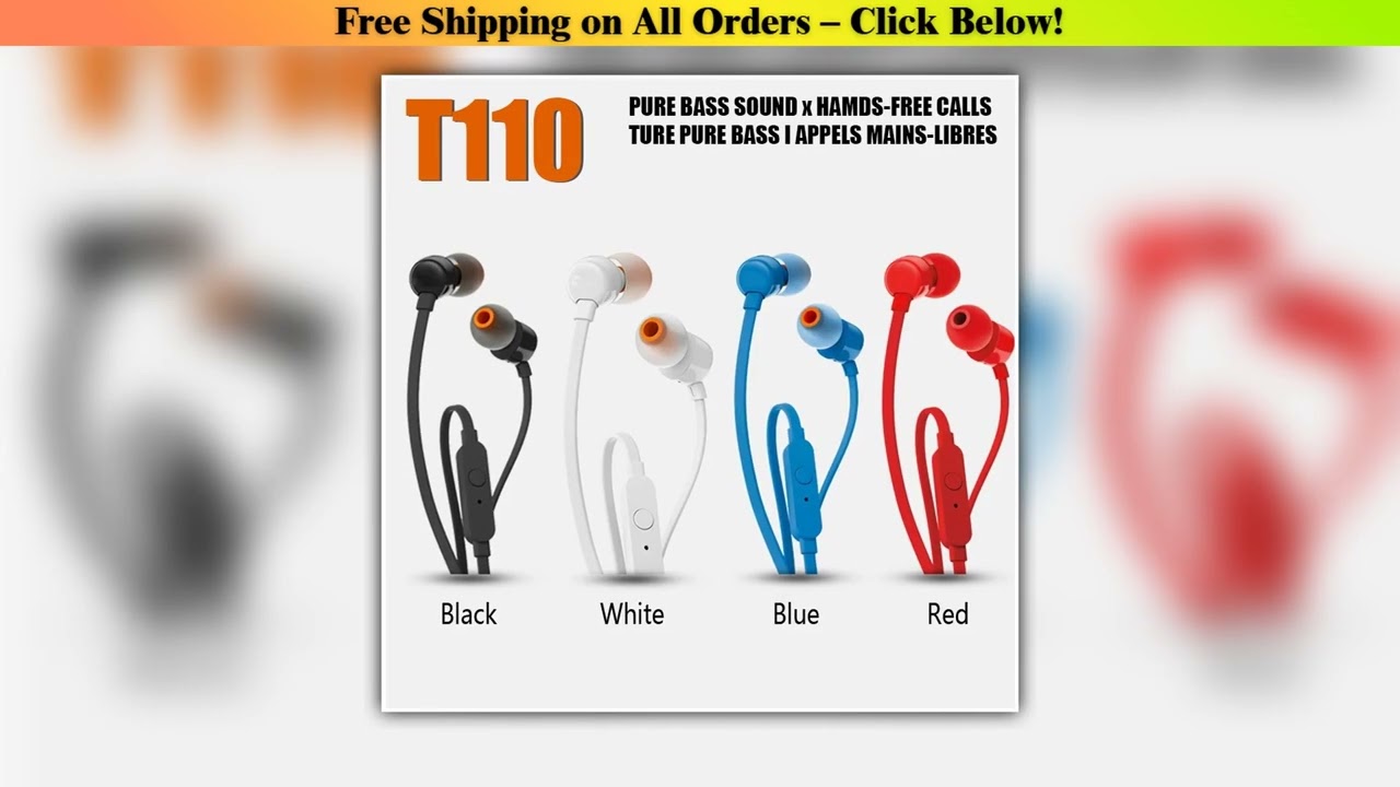 New T110 35mm Wired Earphones True Stereo Music Deep Bass Earbuds Sports Headset Inline Control Han