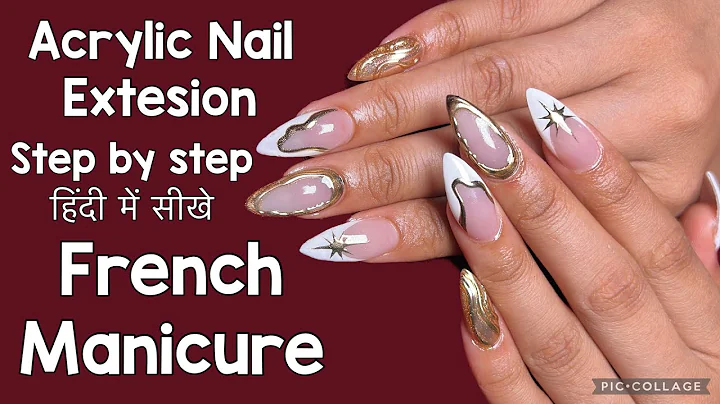 DIY Acrylic nails Extensions with French manicure and chrome Nail Art at home for beginners