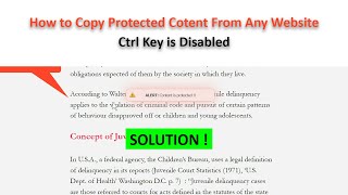 How to Copy Protected Content From Any Website || Ctrl Key is Disabled