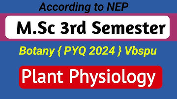 Plant Physiology MSc 3rd Sem pyq 2024 Vbspu  | MSc Botany 3rd Sem Pyq 2024 Vbspu | #video #pyq