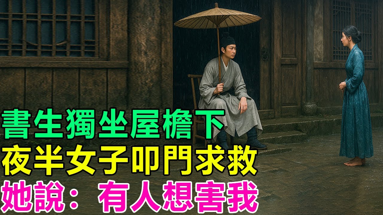 民間故事：書生獨坐屋檐下，夜半女子叩門求救，她說：有人想害我