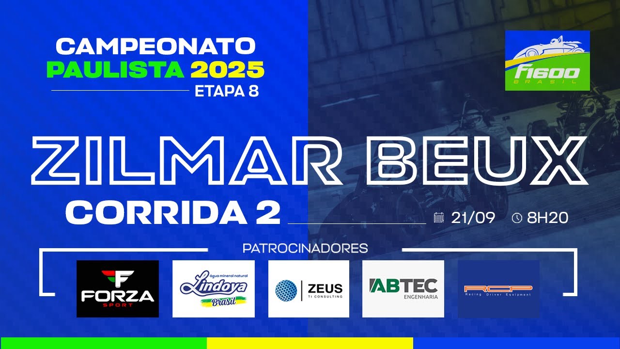 Etapa 8 | 2025 - F1600 - Corrida 2 - AUTÓDROMO ZILMAR BEUX - CASCAVEL - AO VIVO