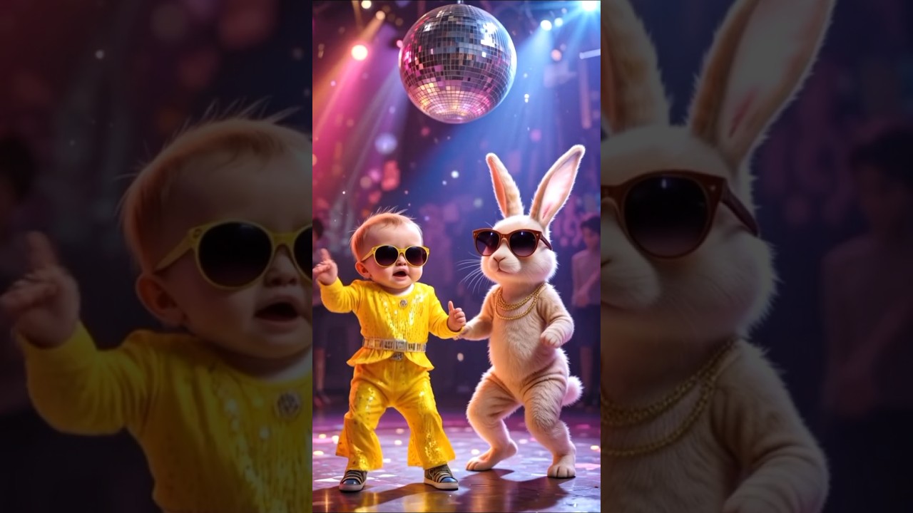 😍 little Baby Disco Dancing With Rabbit 😻 |WhatsApp status🎉❤️| 