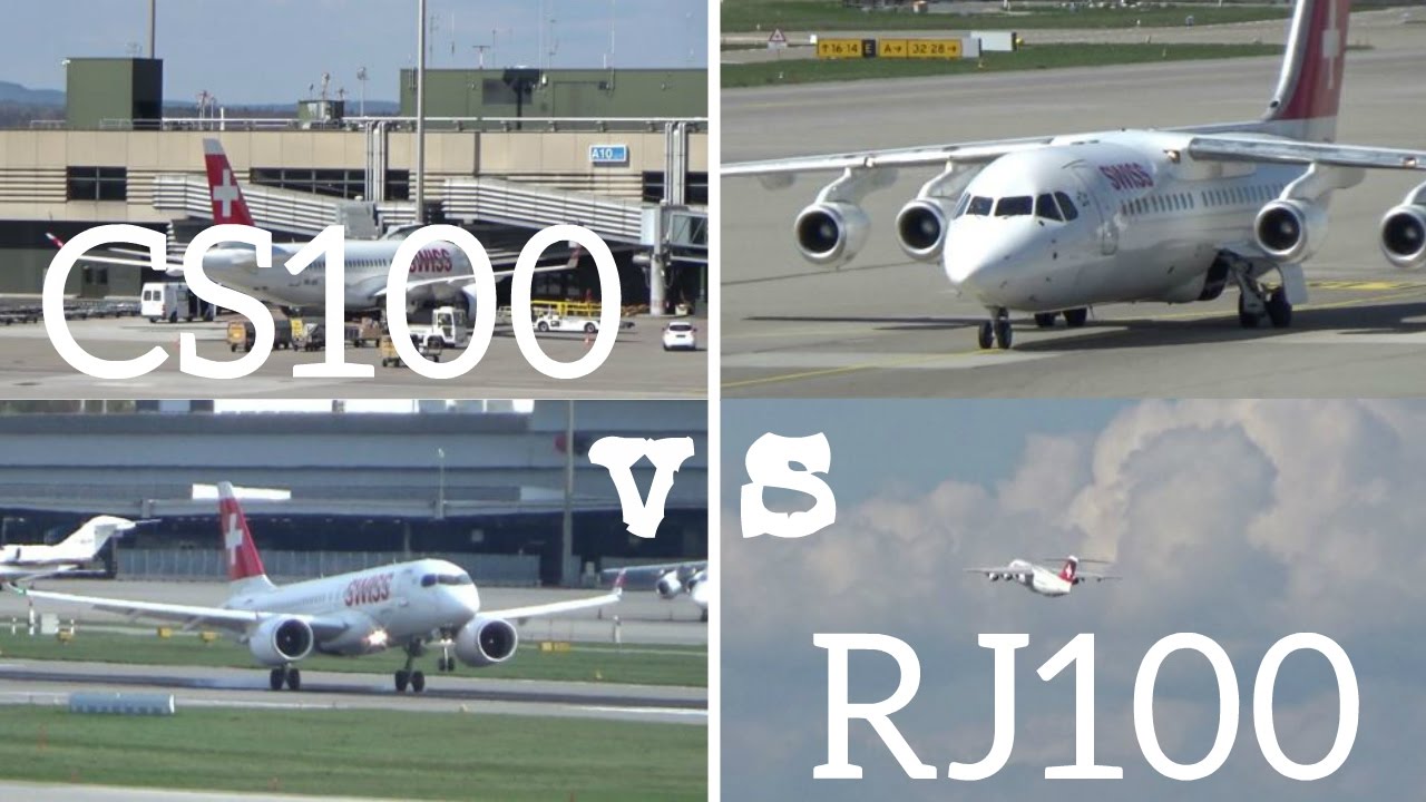 [HD] Bombardier CS100 vs. Avro RJ100 | Zurich Airport Plane Spotting ...