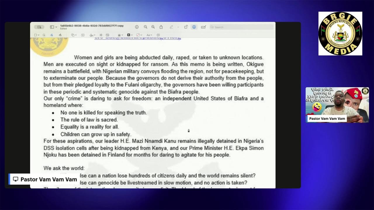 BGC & CRC Call On The Attention Of International Bodies To Happenings In Biafraland