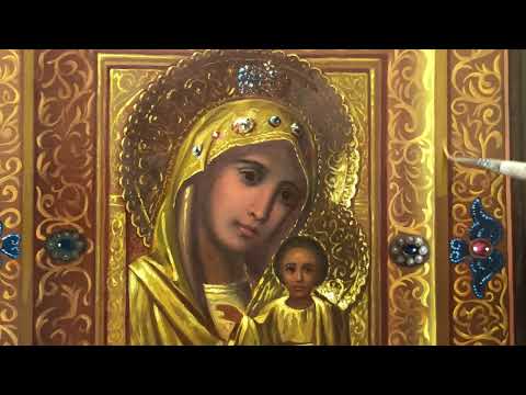 59 Процесс письма портрета священника Икона Казанская в руке Иоанна Техника живописи маслом 