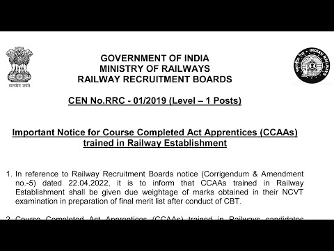 GROUP D | RRB LEVEL 01 | CCAA MARKS UPDATE LINK ACTIVATED