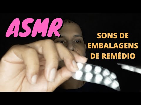 ASMR embalagem de remédio - Tapping, som de liquido e toque na tela