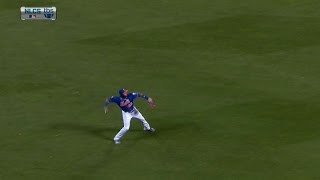 Cespedes throws out Castro at the plate