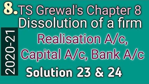 8. Dissolution of a firm: Chapter 8, TS Grewal