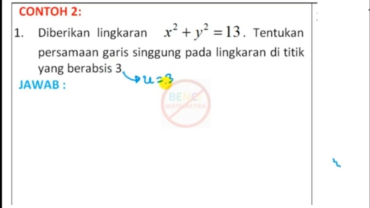 Garis singgung lingkaran melalui titik contoh 2 - YouTube