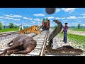Angry ELEPHANT TIGER SNAKE vs HIGH SPEED TRAIN : STOPS TRAIN - Train simulator