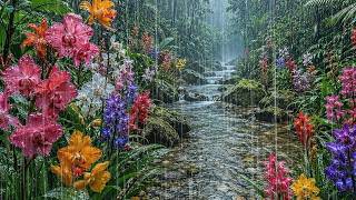 Beautiful Tropical Jungle Rain 🌿 Relaxing River and Rain Sounds for Sleep, Study & Focus
