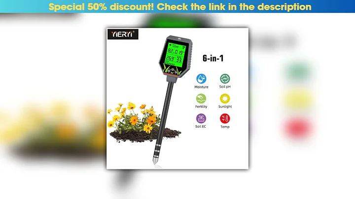 Deal Yieryi Soil Tester High Accuracy 6-in-1 PH Meter Digital Plant Moisture Sensor Hygrometer Hydr