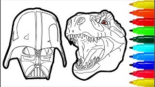 Darth Vader Dinosaur Spiderman Coloring Pages | Colouring Pages for Kids with Colored Markers