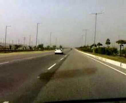 A Scene of The Taj Expressway while driving..