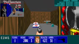 Wolfenstein 3D: E1M1 100% I am Death Incarnate with commentary