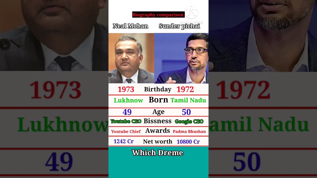 Neal Mohan 🆚Sunder Pichai biography comparison|| 