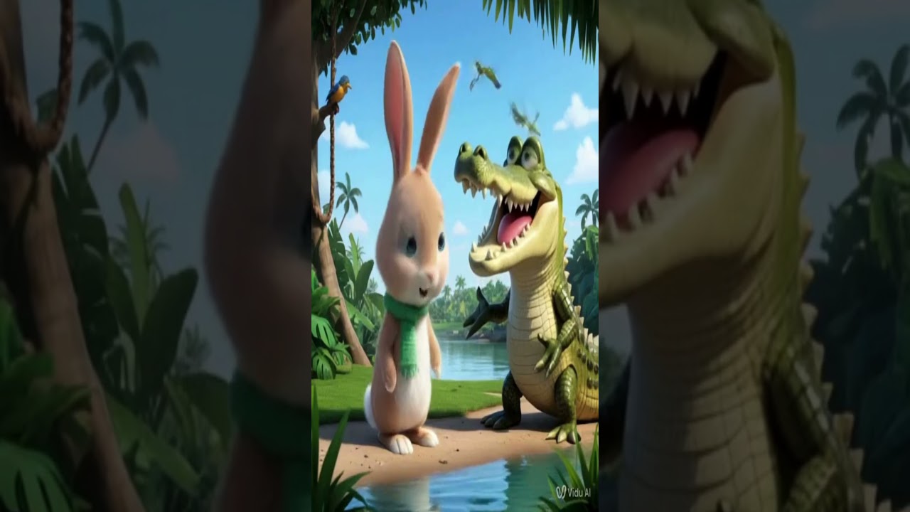 The Wise Rabbit and the Crocodile | Moral Story for Kids | English Animated Short Story
