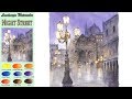 Landscape Watercolor- Night Street (Masking Work, wet-in-wet, Arches rough) NAMIL ART