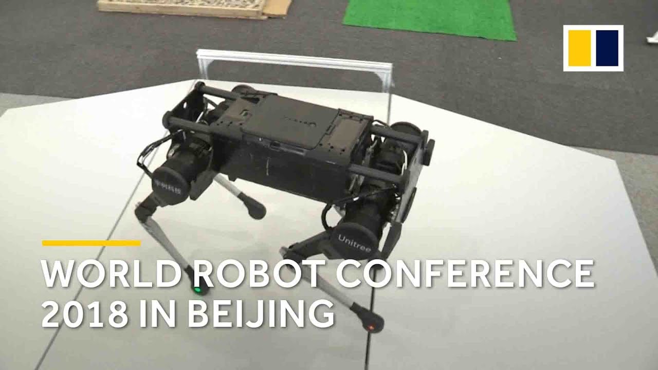 Robot dogs and robotic suits unveiled at Beijing conference