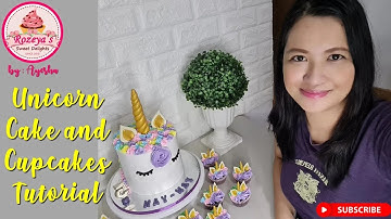 UNICORN CAKE AND CUPCAKES TUTORIAL/ HOW TO MAKE HORN, EARS, EYES USING PASTILLAS FONDANT