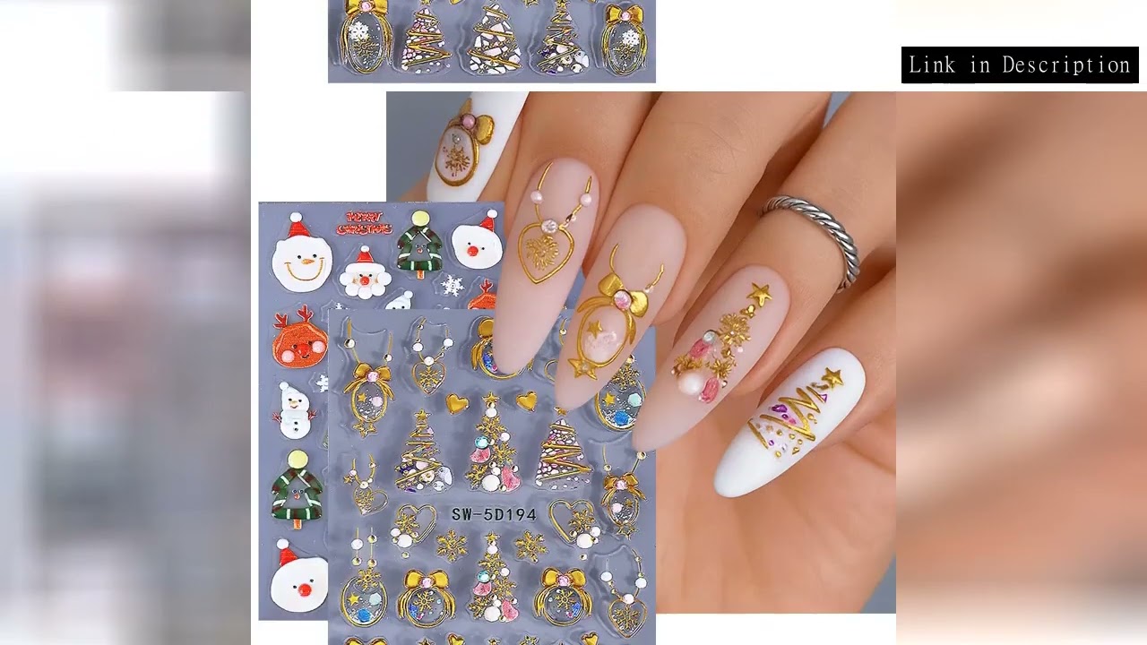 2/4pcs Christmas Nail Stickers 5D Embossed Lamp Ball Xmas Tree Snowflakes Bow Nail Decals Sliders Ne