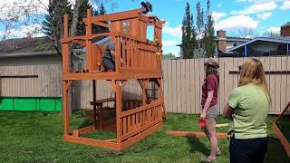 2020 Backyard Discovery Skyfort II Wooden Swing Set with the Speedy Slide.  Complete Build in 1 Day!