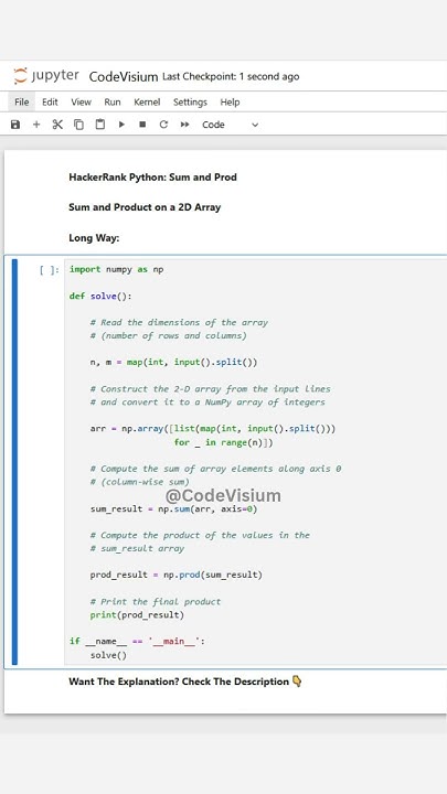 Sum and Product on a 2D Array – Detailed Version #Python #HackerRank # ...