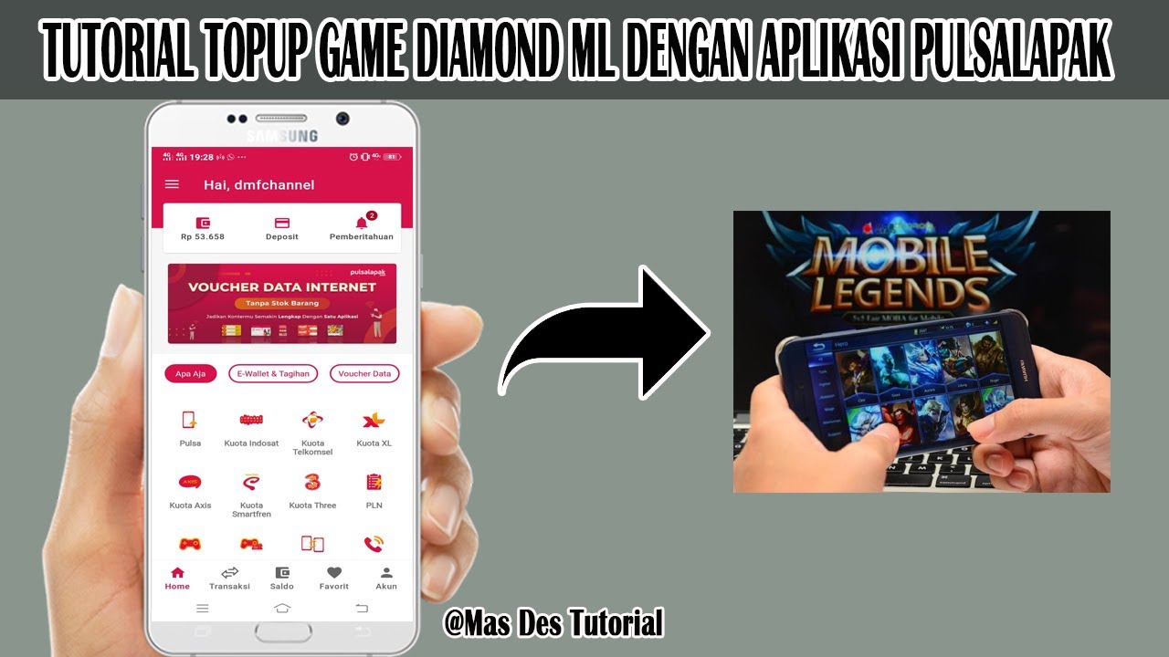 TUTORIAL TOPUP GAME DIAMOND ML DENGAN APLIKASI PULSALAPAK