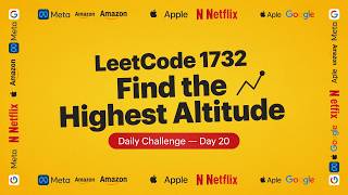 1732. Find the Highest Altitude #dailychallenge #coding #programming #python #day20 #javascript Find The Highest Altitude Leetcode 1732 Java Code Developer Coder
