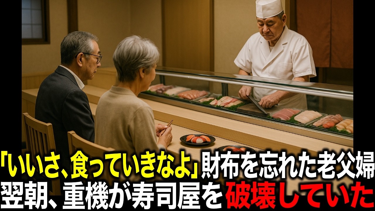 「いいさ、食っていきなよ」財布を忘れた老夫婦にタダで握った寿司屋大将…翌朝、重機が店を全てぶっ壊した…