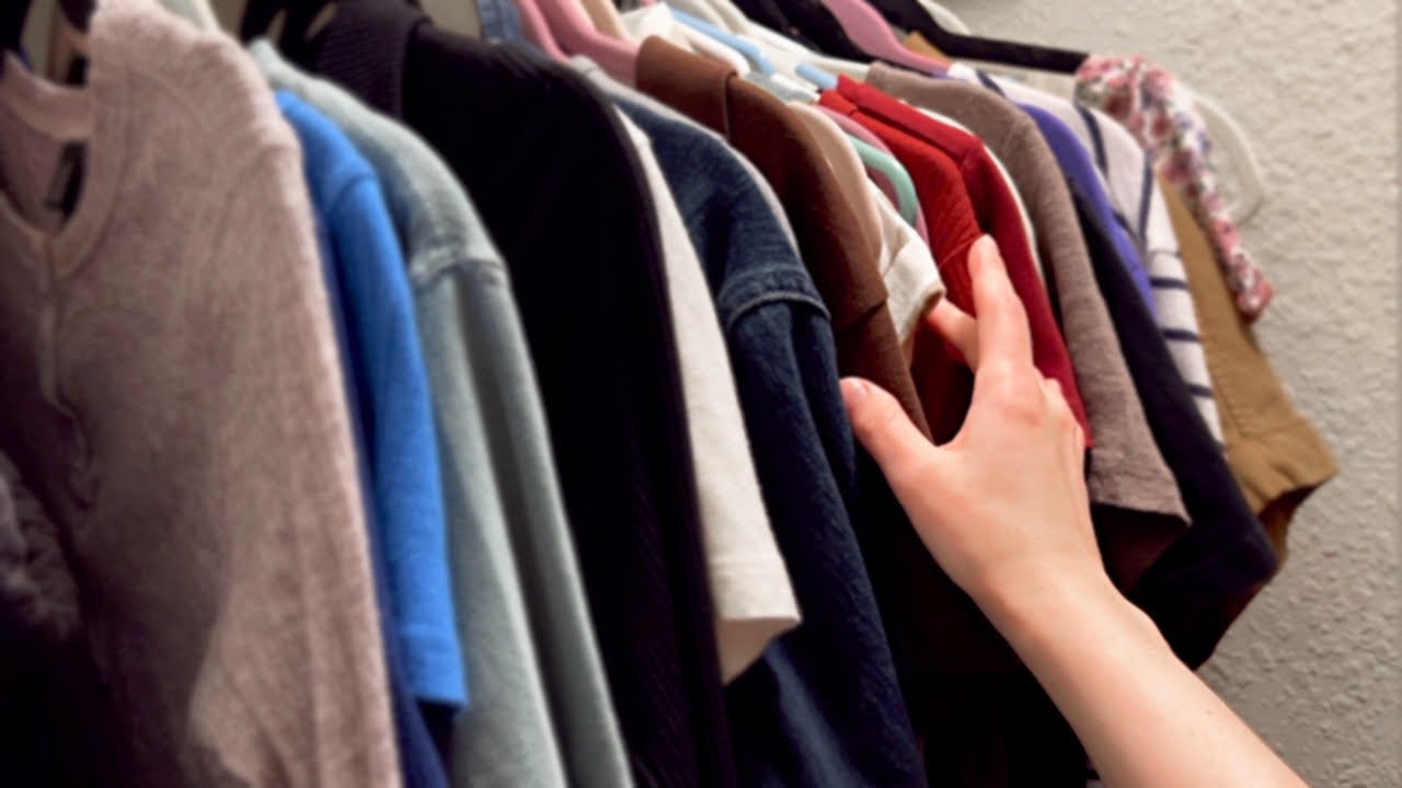 ASMR Going Thru my Boring Closet (whispered)