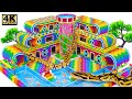 Magnetic Challenge - Build A Double Villa With Colored Swimming Pool And Underground Aquarium