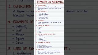 Symmetry in Mathematics | Homework Help | Mathematics Project