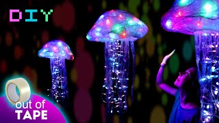 How To Make A Giant Jellyfish Out Of Clear Tape – DIY Neon Jellyfish With LED Lights