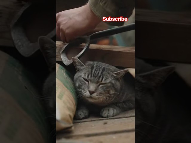 Cat died under the heavy wooden door😱👉🏻Super hero rescue the poor cat😭#trending #shorts #foryou #cat