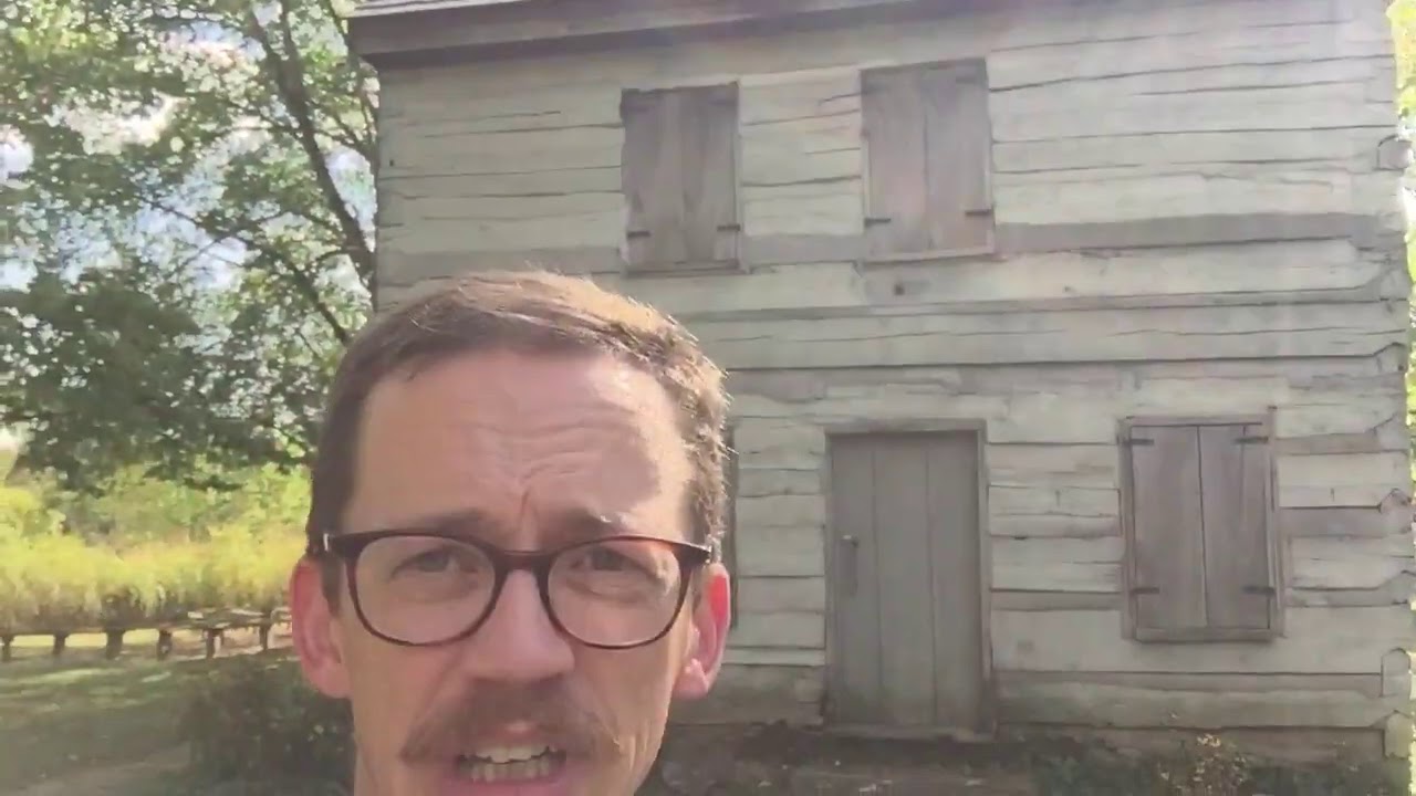 A schoolhouse and a log cabin!