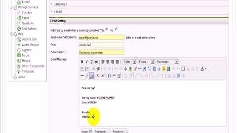 How to set up an email alert on iJoomla Surveys