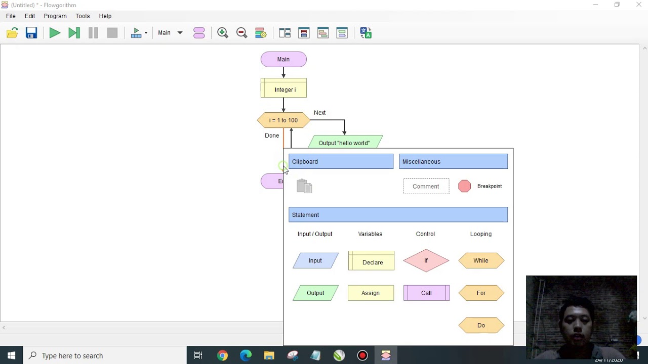 UTS ALPRO FLOWCHART PERULANGAN #4 MENGULANG KATA HELLO WORLD (ASYWILA ...