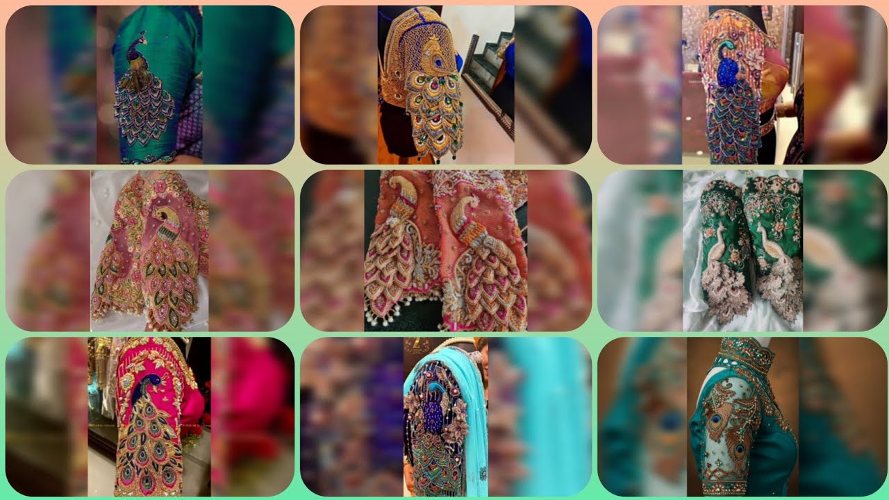 3D Peacock Embroidary Designs🌺 peacock aari work blouse designs🌺 bridal heavy embroidary blouse 