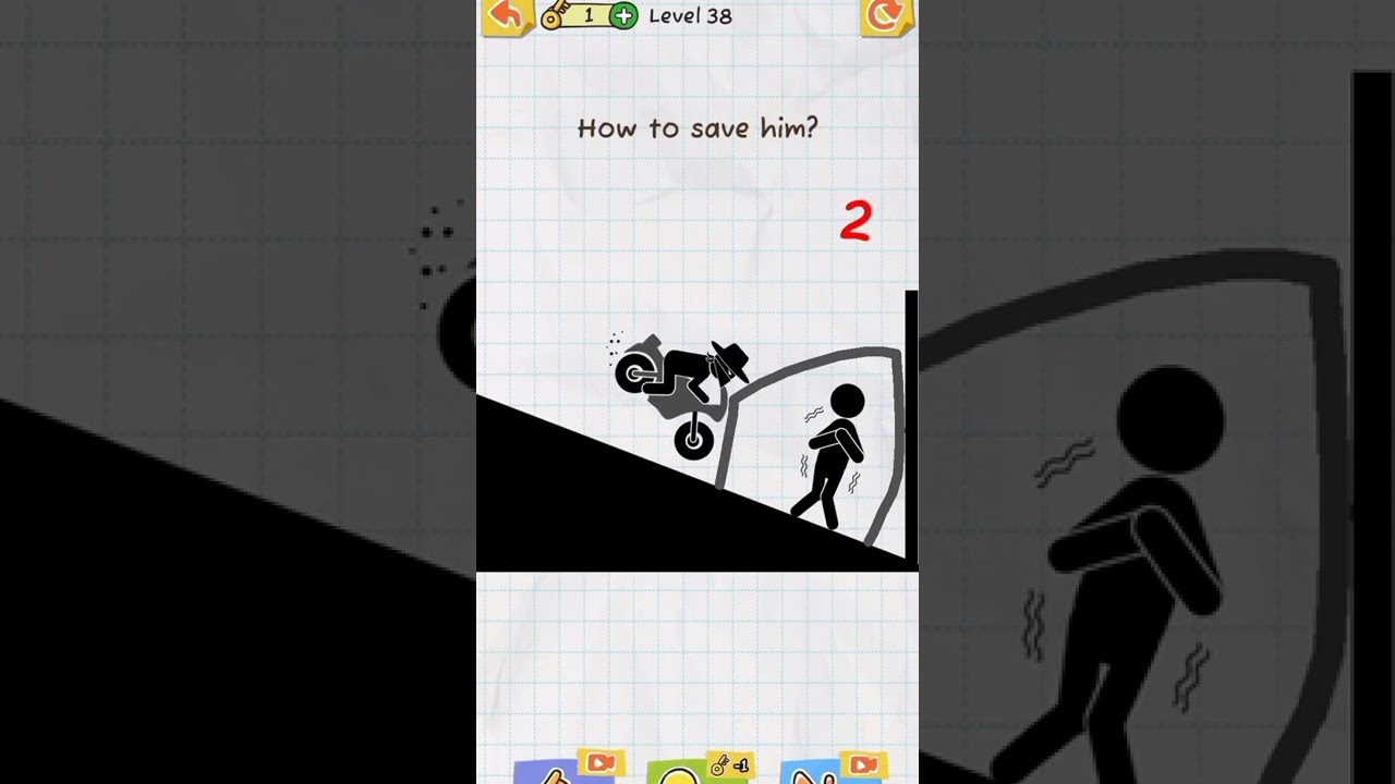 Draw 2 Save 🎮 level 38 bike ko rok diya
