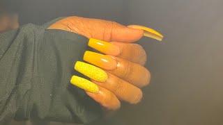 Yellow Ombré Acrylic Nails.