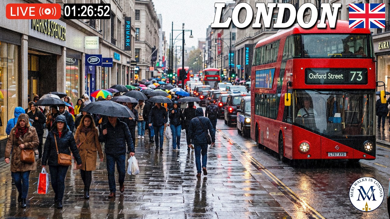 🔴🇬🇧 LIVE LONDON WALK 🌧️ Rainy Day Walk in London's Famous Streets | City Centre, Urban Life, Weekend
